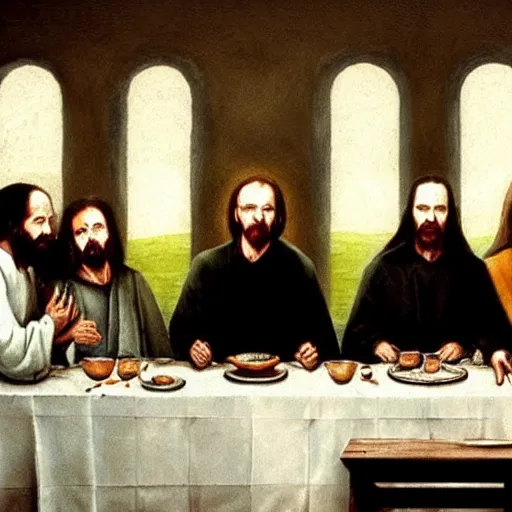 Image similar to walter white at the last supper