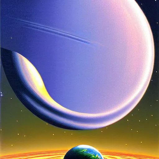 Prompt: planet in the shape of a ring, Larry Niven, scifi digital art, ringworld