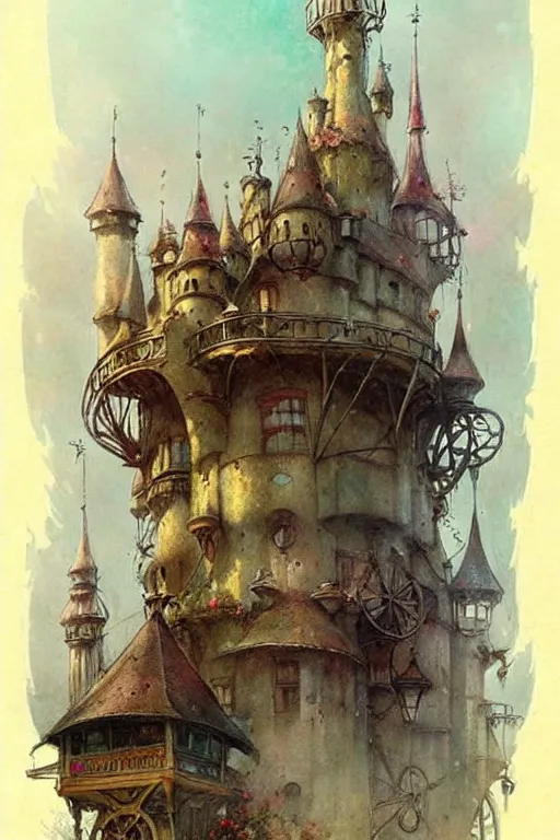 Image similar to (((((1950s fairy tale city . muted colors.))))) by Jean-Baptiste Monge !!!!!!!!!!!!!!!!!!!!!!!!!!!