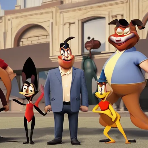 Prompt: the cast of looney tunes reimagined in a hyper - realistic unreal engine 5 heavy render