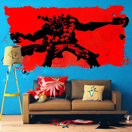 Image similar to die cut sticker, gatling attack by luffy, splatter paint