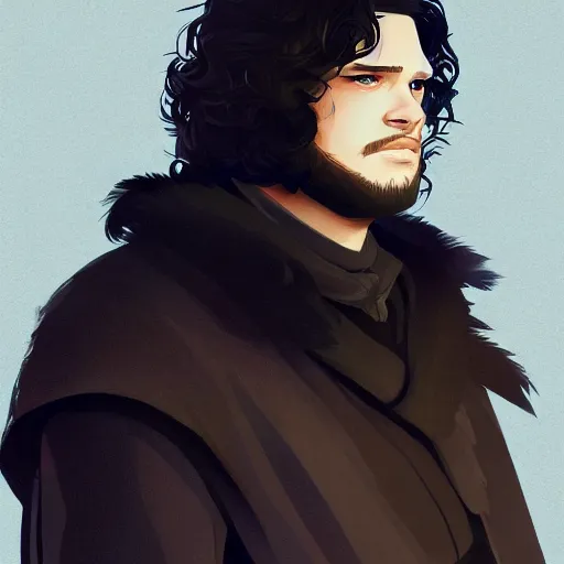 Image similar to George R.R. Martin as Jon Snow, ambient lighting, 4k, anime key visual, lois van baarle, ilya kuvshinov, rossdraws, artstation