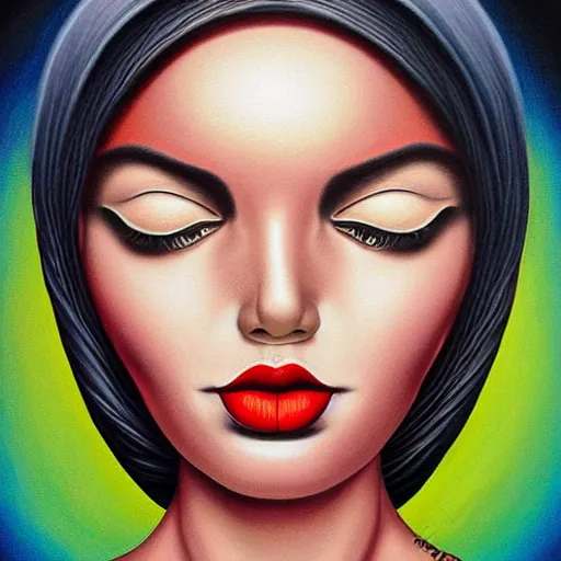 Image similar to detailed painting, a painting of a woman, skeuomorphic, airbrush art, an ultrafine detailed painting by rafal olbinski, behance contest winner, pop surrealism, very detailed, minimalist