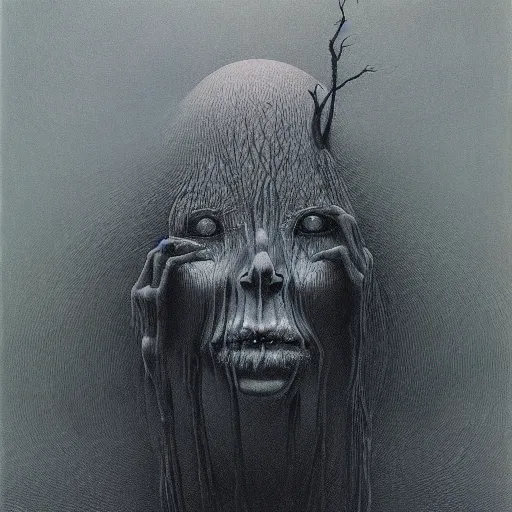 Image similar to witch by Zdzisław Beksiński, oil on canvas