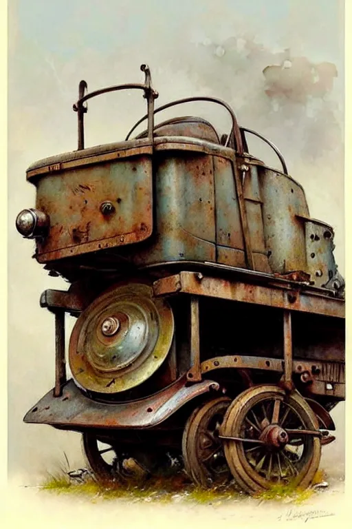 Image similar to (((((1950s brutal steel wagon . muted colors.))))) by Jean-Baptiste Monge !!!!!!!!!!!!!!!!!!!!!!!!!!!