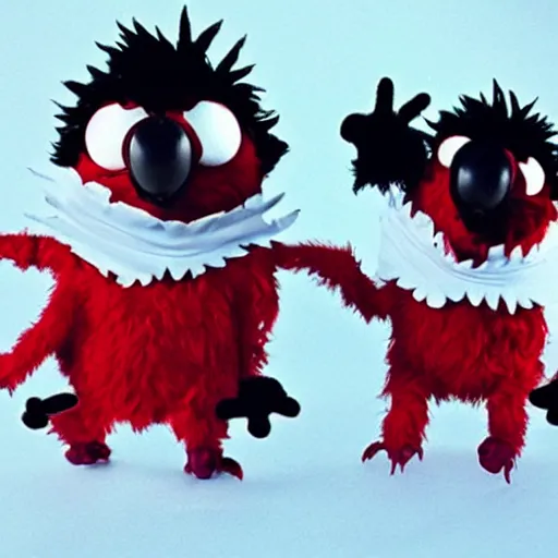 Prompt: “ scary elmo as a vampire”