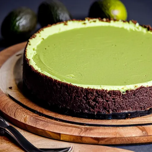 Prompt: close view of a delicious sweet and perfect avocado cheesecake piece, award winning, 4 k, beautiful