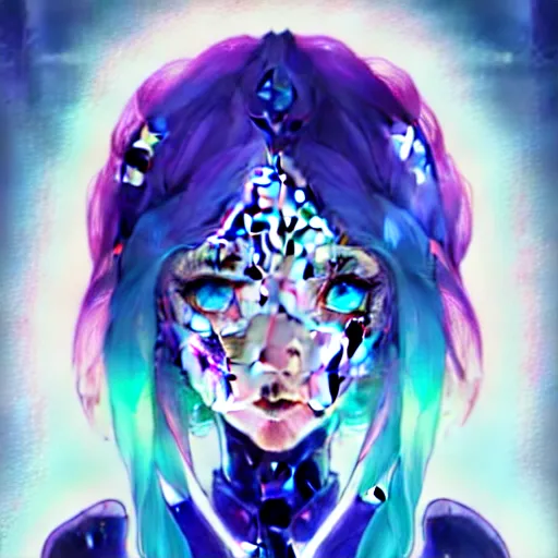 Image similar to art championship winner trending on artstation portrait of a goddess elven mecha warrior princess, head and shoulders, blue hair, matte print, pastel neon, cinematic highlights, lighting, digital art, cute freckles, digital painting, fan art, elegant, pixiv, by Ilya Kuvshinov, daily deviation, IAMAG, illustration collection aaaa updated watched premiere edition commission ✨✨✨ whilst watching fabulous artwork \ exactly your latest completed artwork discusses upon featured announces recommend achievement