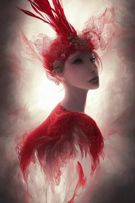 Image similar to Ethereal Cardinal bird, intricate detail, ornate, conceptual art, soft light, dynamic, art by artgerm