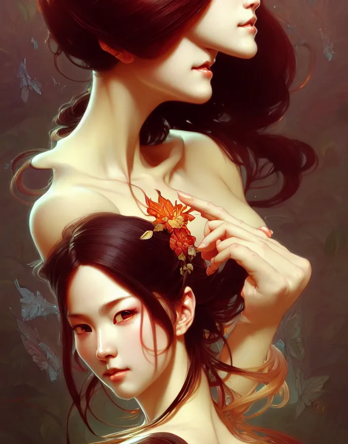 Image similar to portrait of ichigo, intricate, elegant, highly detailed, digital painting, artstation, concept art, smooth, sharp focus, illustration, art by artgerm, greg rutkowski, alphonse mucha, uang guangjian, gil elvgren, sachin teng, symmetry!!