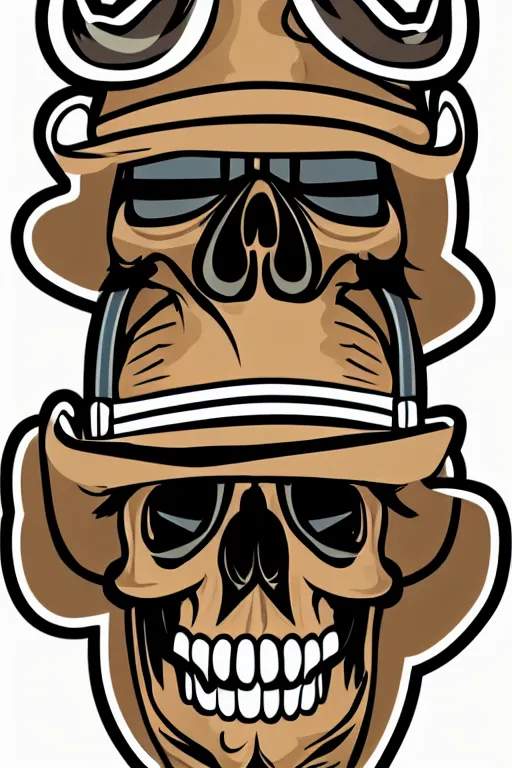 Prompt: A portrait of a skull that is a cowboy, sticker, colorful, illustration, highly detailed, smooth and clean vector curves, no jagged lines, vector art, smooth
