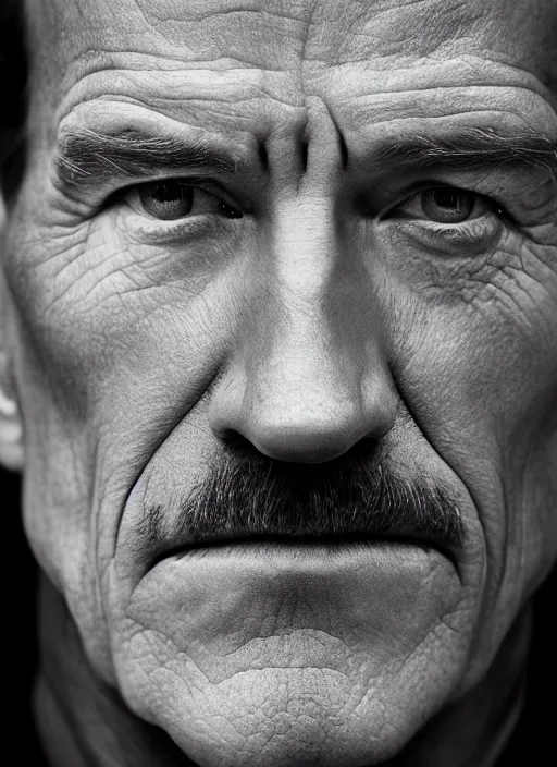 Image similar to photo of Bryan Cranston as Iron Man by Lee Jeffries, smile, detailed, award winning, Sony a7R