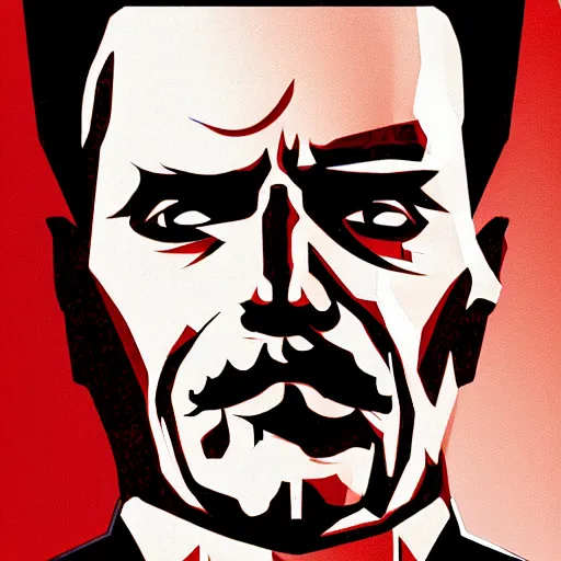 Image similar to cyberpunk joseph stalin, sharp lines, digital, artstation, colored in