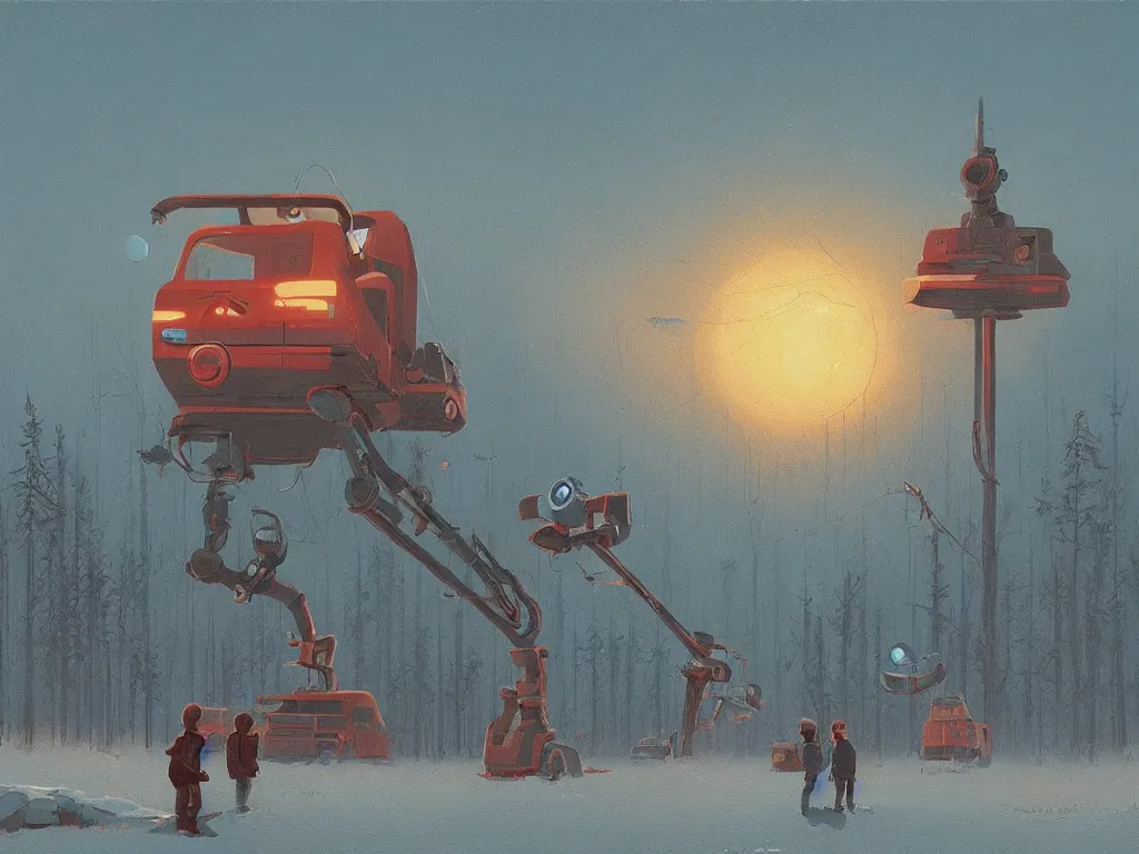 Image similar to an original art from Simon Stalenhag.