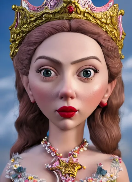 Prompt: closeup face profile portrait of tin toy scarlett johansson as a fairytale princess wearing a crown eating cakes, bikini, depth of field, zeiss lens, detailed, symmetrical, centered, fashion photoshoot, by nicoletta ceccoli, mark ryden, lostfish, breathtaking, 8 k resolution, extremely detailed, beautiful, establishing shot, artistic, hyperrealistic, octane render