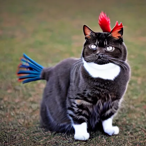 Prompt: a cross between a cat and a rooster