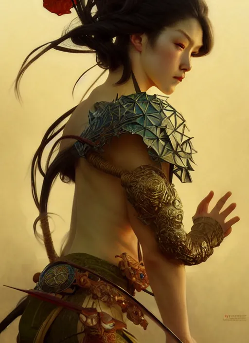 Image similar to organic samurai, diffuse lighting, fantasy, intricate, elegant, highly detailed, lifelike, photorealistic, digital painting, artstation, illustration, concept art, smooth, sharp focus, art by John Collier and Albert Aublet and Krenz Cushart and Artem Demura and Alphonse Mucha