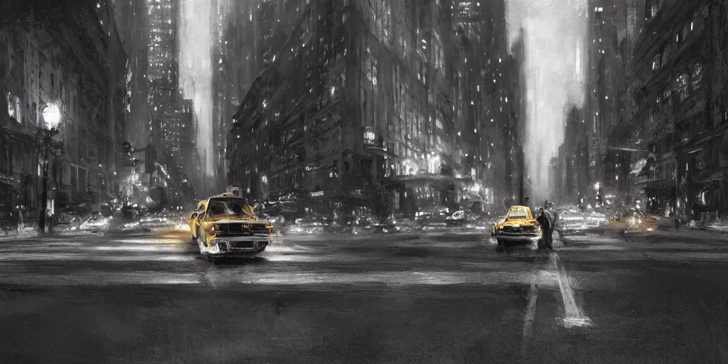 Image similar to taxi through the streets of chicago, night time, dramatic lighting, german expresionism, noir film, character sheet, fine details, concept design, high contrast, anthrophomorfic animals, kim jung gi, greg rutkowski, trending on artstation, 8 k, full body, turnaround, front view, back view, ultra wide angle