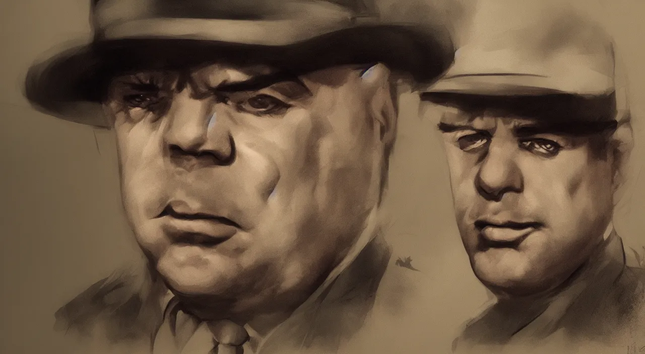 Prompt: Al Capone portrait in the woods, dirty and sweaty, hyperdetailed, artstation, cgsociety, 8k