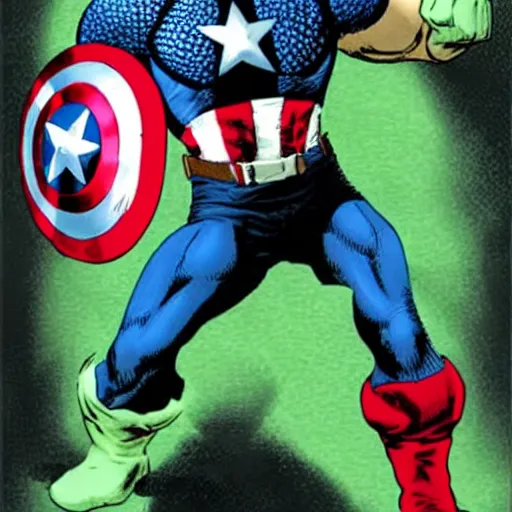 Prompt: captain america as hulk