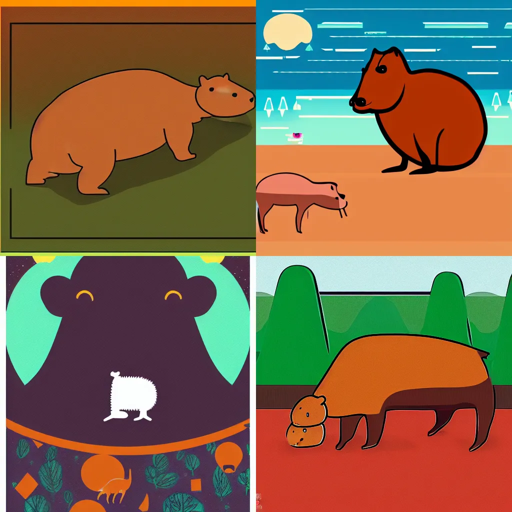 Image similar to A Capybara, Drawn By Kurzgesagt – In a Nutshell, 4K