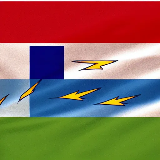 Prompt: The flag of a country with a lightning bolt, svg, vexillology