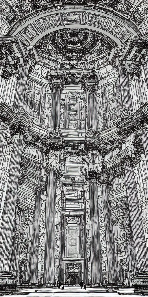 Image similar to the palace of fine arts in san francisco an ultrafine detailed illustration by james jean, intricate linework, behance contest winner, vanitas, angular, altermodern, unreal engine 5 highly rendered, global illumination, radiant light, detailed and intricate environment