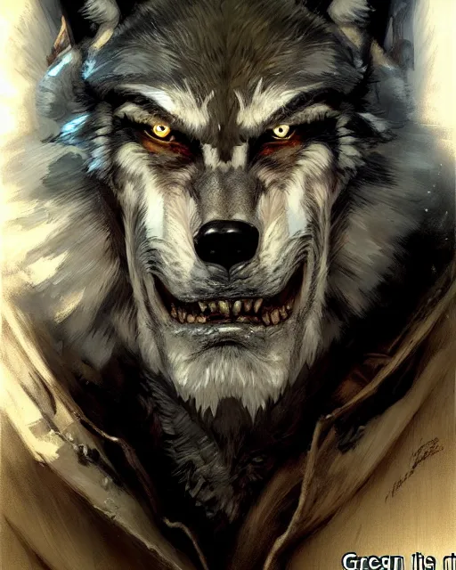 Image similar to portrait of lon chaney jr's wolf man, fantasy character portrait, ultra realistic, concept art, intricate details, highly detailed by greg rutkowski, gaston bussiere, craig mullins, simon bisley