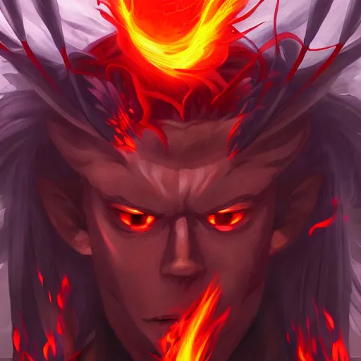 Prompt: portrait of the flaming incarnation of rage, anime fantasy illustration by tomoyuki yamasaki, kyoto studio, madhouse, ufotable, comixwave films, trending on artstation