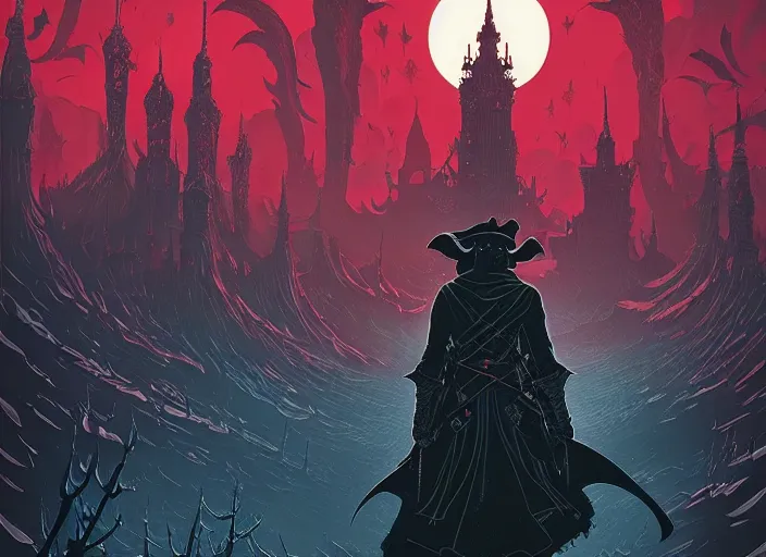 Image similar to bloodborne kingdom by android jones and petros afshar, tom whalen, james gilleard