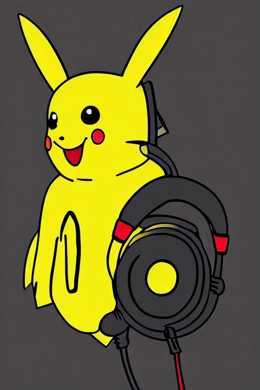 Image similar to Cyberpunk Pikachu wearing headphones