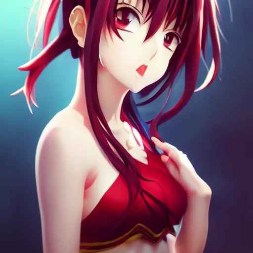 Image similar to anime portrait of Rias Naruse as an anime girl by Stanley Artgerm Lau, WLOP, Rossdraws, James Jean, Andrei Riabovitchev, Marc Simonetti, and Sakimichan, trending on artstation