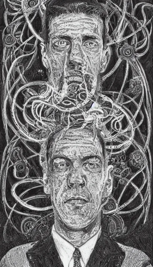 Image similar to portrait of a digital shaman, by h. p. lovecraft