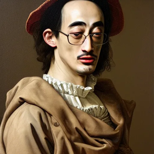 Image similar to A 17th century Baroque Painting of Filthy Frank, grainy, realistic, hyperrealistic, very realistic, very very realistic, highly detailed, very detailed, extremely detailed, detailed, digital art, trending on artstation, detailed face, very detailed face, very detailed face, realism, HD Quality, 8k resolution, intricate details, body and head in frame, painting, oil painting, trending on deviantart, Baroque Painting