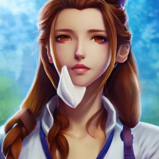 Image similar to head to toe shot of aerith aeris by logan cure, BangkuART, sakimichan, yan gisuka, zeronis, dan eder, nick silva, Ja Mong, 4k, artstation