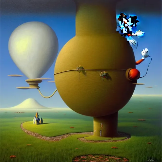 Image similar to gediminas pranckevicius an oil on canvas portrait painting of mickey mouse, surrealism, surrealist, cosmic horror, rob gonsalves, high detail