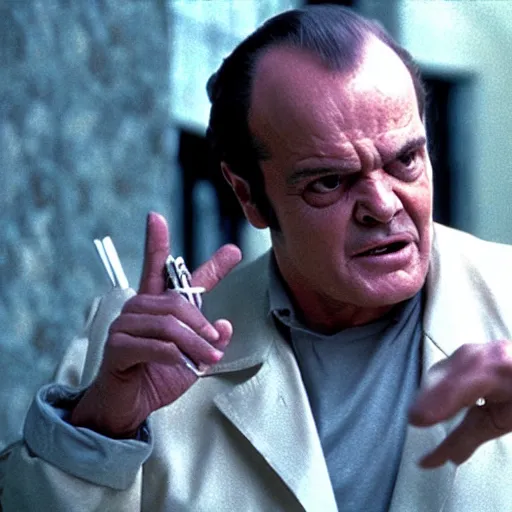 Image similar to Jack Nicholson starring as Hannibal Lecter, cinematic portrait