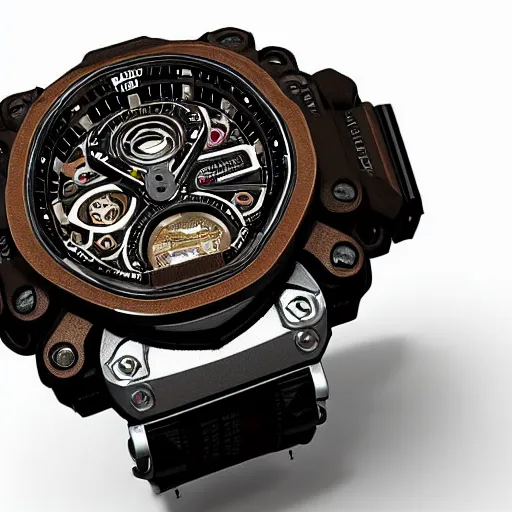 Prompt: a perfectly detailed gshock watch concept steampunk, metaverse, cyberpunk