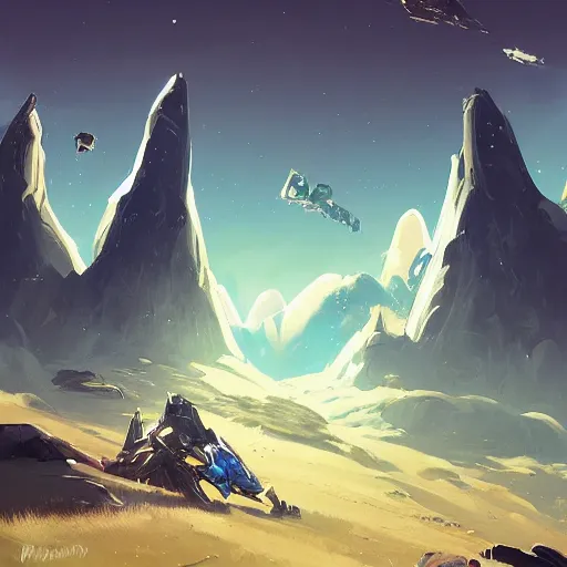 Image similar to a spaceship crashed into a foreign planet, wasteland. The spaceship is buried in the ground. beautiful white clouds. in the style of digital art, artstation trending, rossdraws, breath of the wild