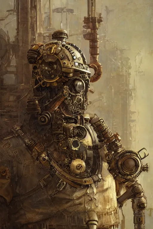 Image similar to an ancient roman steampunk engineer with a cybernetic eyepatch, upper body, highly detailed, intricate, sharp details, dystopian mood, sci-fi character portrait by gaston bussiere, craig mullins