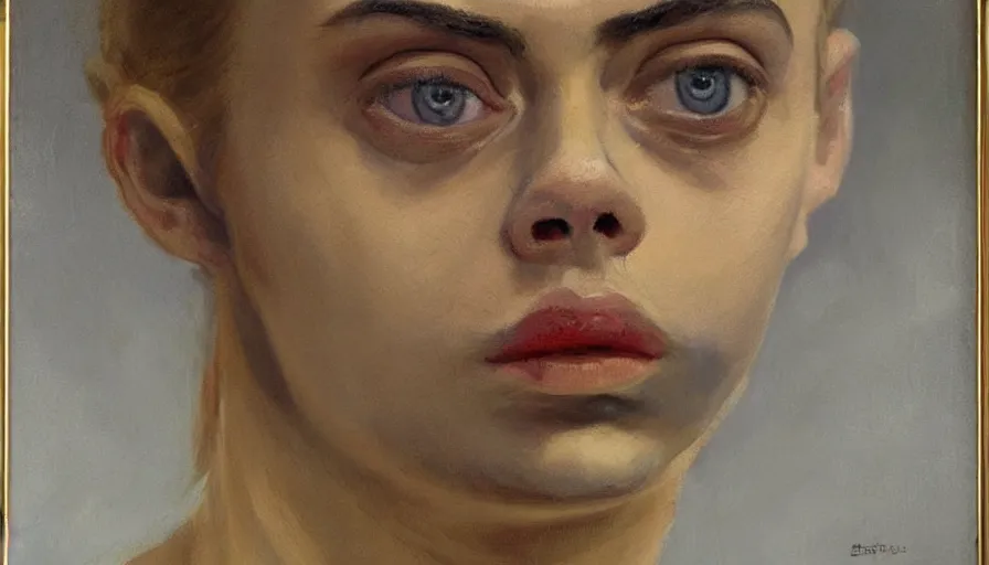 Image similar to painting by borremans, cara delevingne, detailed, stunning