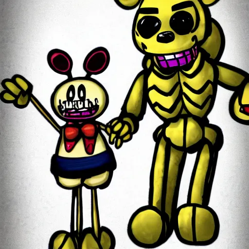 Prompt: springtrap from five nights at freddy ’ s going on a date with sans the skeleton from undertale