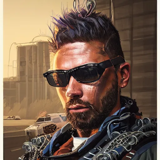 Prompt: highly detailed concept art portrait of a diesel punk, by cam sykes. an intricate, elegant, highly detailed digital painting, concept art, smooth, sharp focus, illustration, in the style of syd mead.