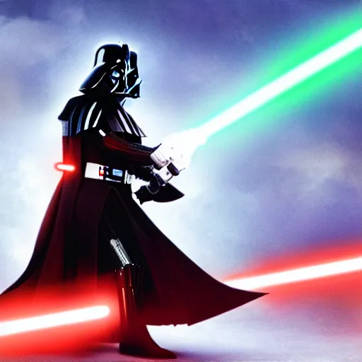 Image similar to a still darth vader using a keyblade instead of laser blade in star wars