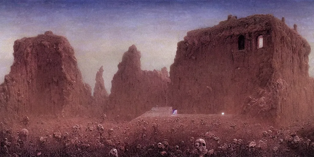 Prompt: Isle of the dead by Arnold Böcklin painted by Zdzisław Beksiński, global illumination, radiant light, detailed and intricate environment