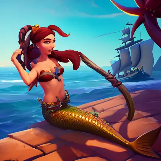 Image similar to jack the pirate mermaid on sea of thieves game avatar hero, behance hd by jesper ejsing, by rhads, makoto shinkai and lois van baarle, ilya kuvshinov, rossdraws global illumination