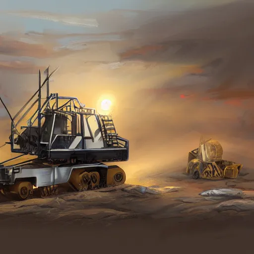 Image similar to concept art of small mining drilling vehicle by Dawid Michalczyk