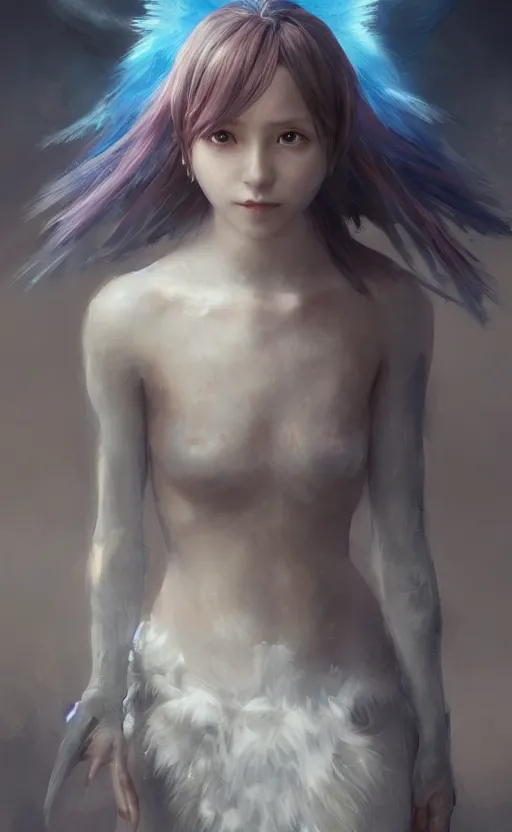 Image similar to a girl from final fantasy live action, cosplaying as piplup, evocative, mystical night, very very very very detailed, award winning, masterpiece digital painting by greg rutkowski, alex grey, artstation, 4 k wallpaper