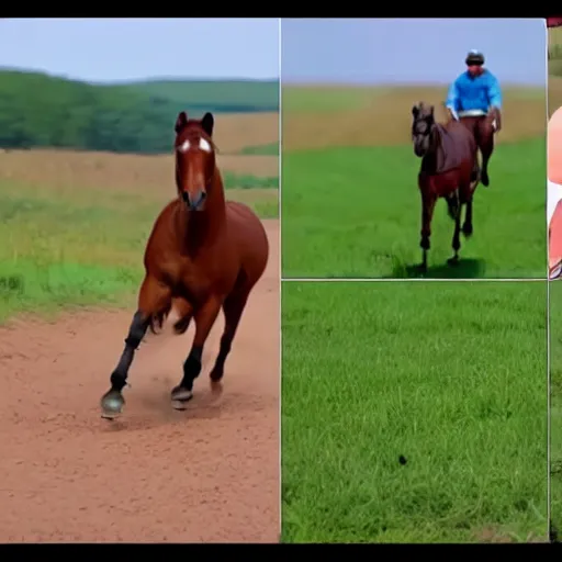 Prompt: 4 frames of a horse running frame - by - frame from a video clip