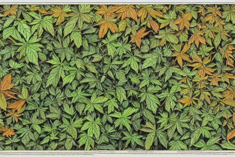 Image similar to high resolution scan of the leaves of an old cursed herbarium, by akira toriyama, by john howe, infographic, textbook, marginalia